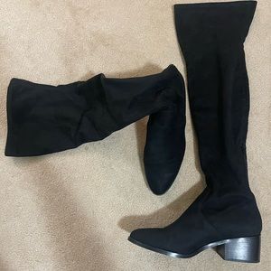 Black over the knee georgette boots